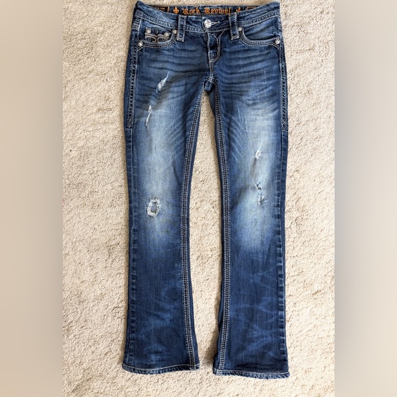 Rock Revival Jeans Womens Size 25 Drew Distressed Low Rise Y2K Medium Blue Denim - Picture 11 of 12